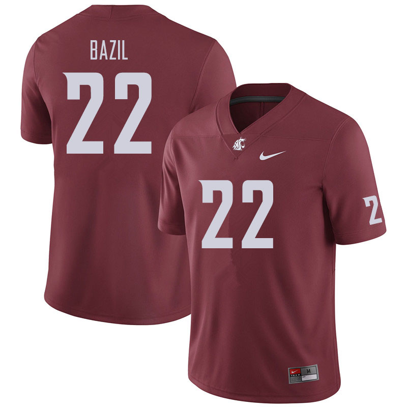 Men #22 Jouvensly Bazil Washington State Cougars Football Jerseys Sale-Crimson - Click Image to Close